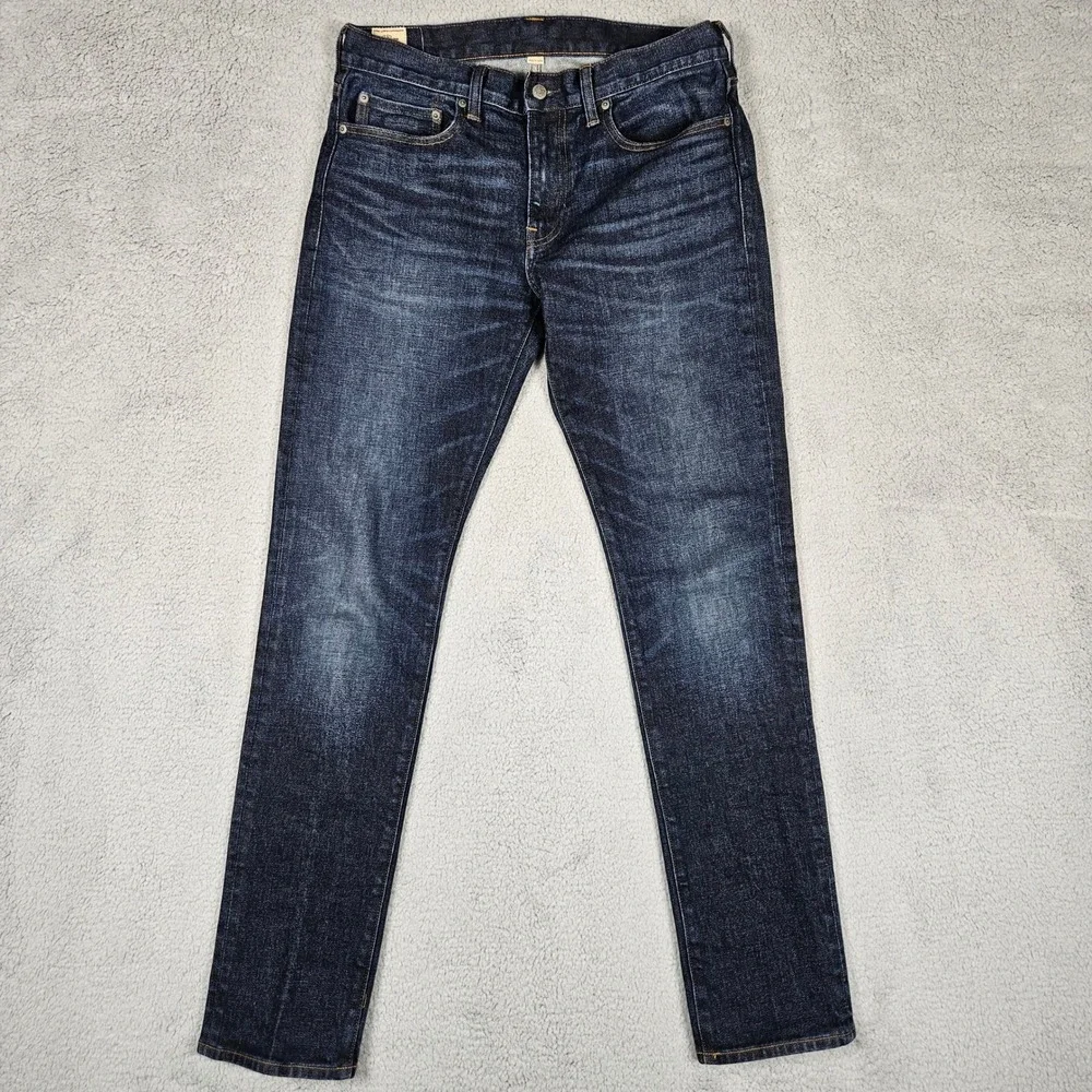 J.Crew (Mens 33x34) Dark Blue Wash Jeans 484 Slim Kurabo Japanese Stretch Denim‎